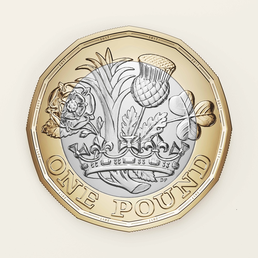 The Reverse of the new £1 coin, to be released into circulation in March 2017.