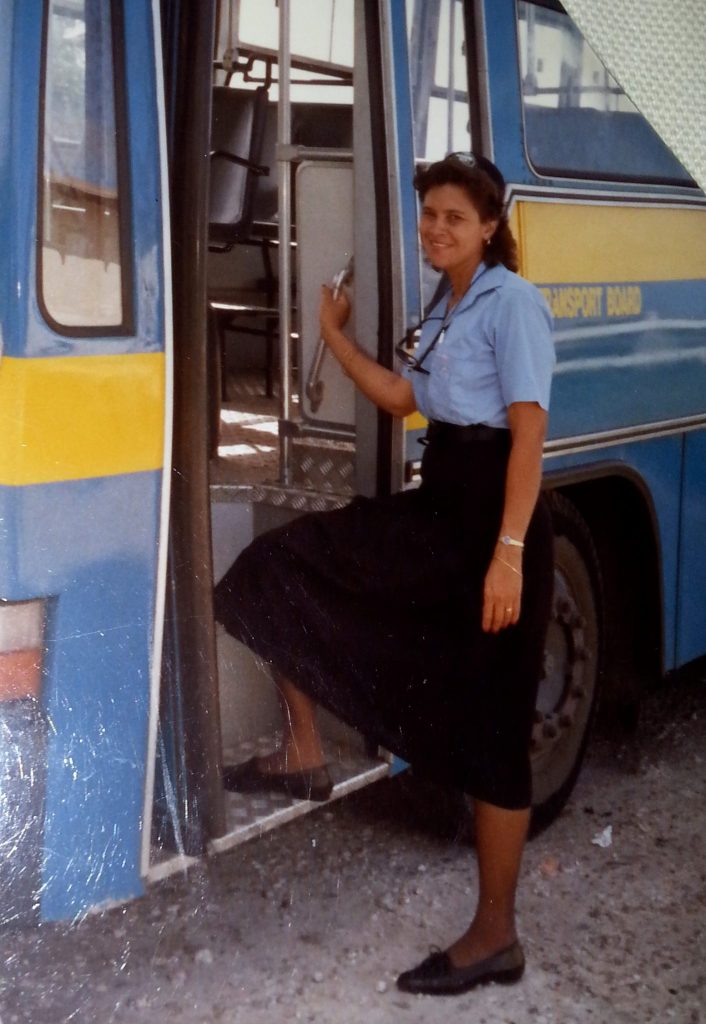 Mum working for the Barbados Transport Board.