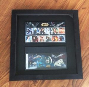 Our Star Wars stamps, finally framed.