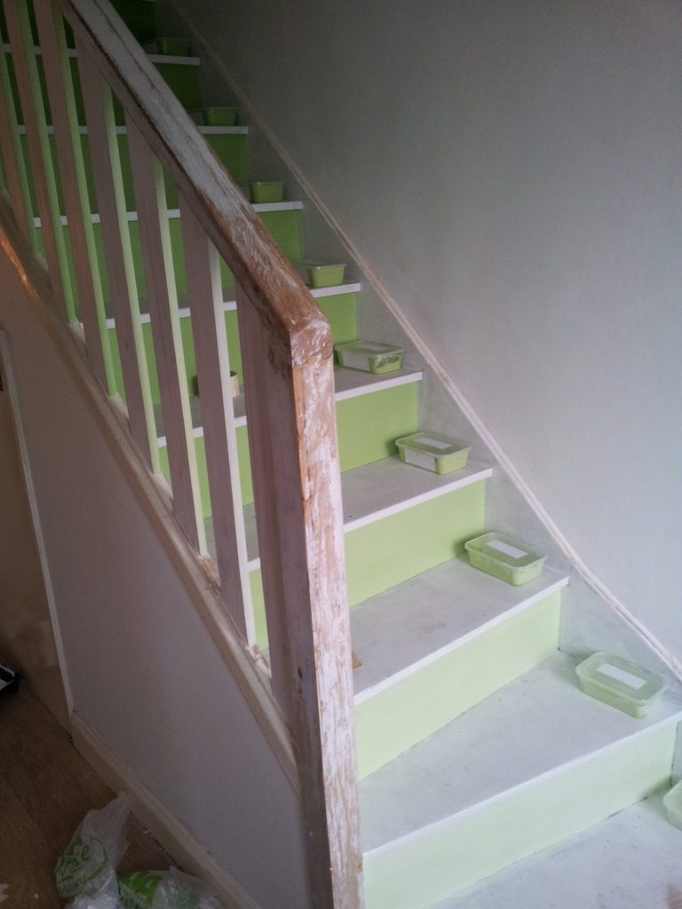 Ombré stairs in progress.