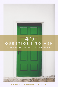 Click on the picture to read my list of 40 questions to ask when buying a house. These questions can help you decided whether or not to buy or walk away, or find out how much you'll have to spend on renovating and redecorating your new home.