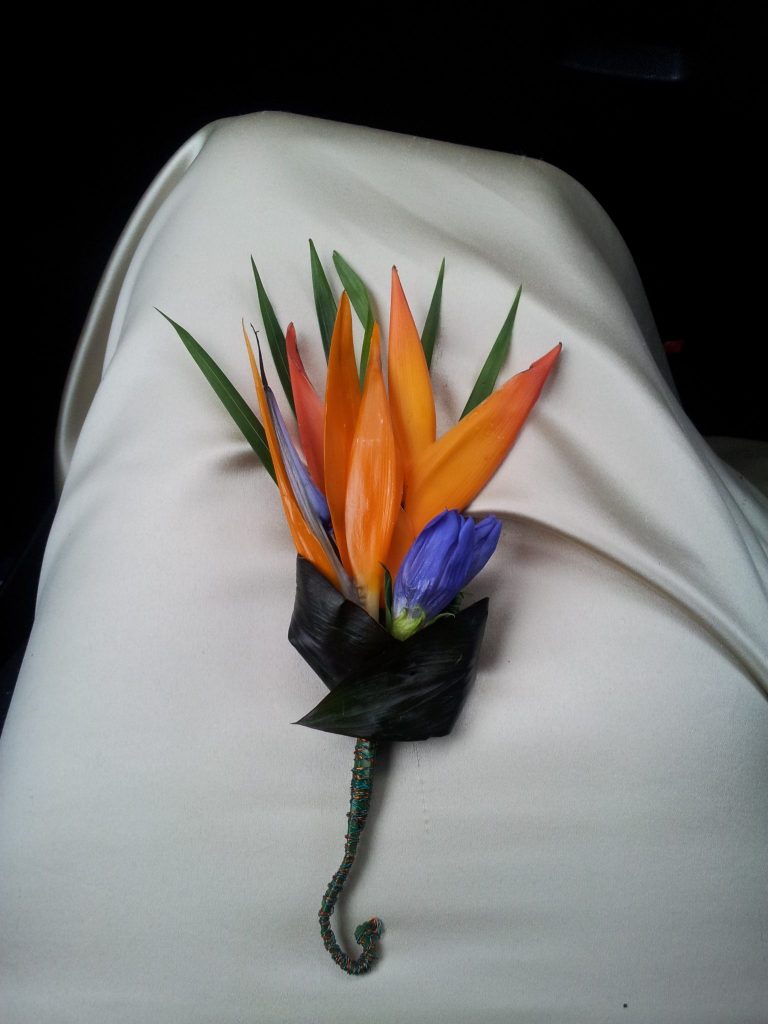 Groom's strelitzia buttonhole