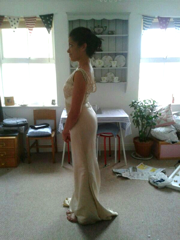 My Pronovias wedding dress during alterations.