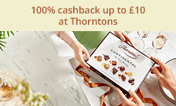 100% cashback up to £10 at Thorntons